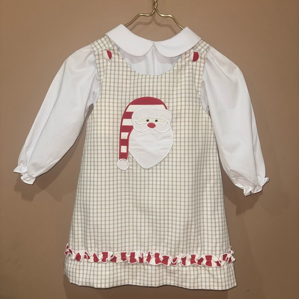 Southern Taters Reversible Girls Dress with blouse - turkeys and Santa